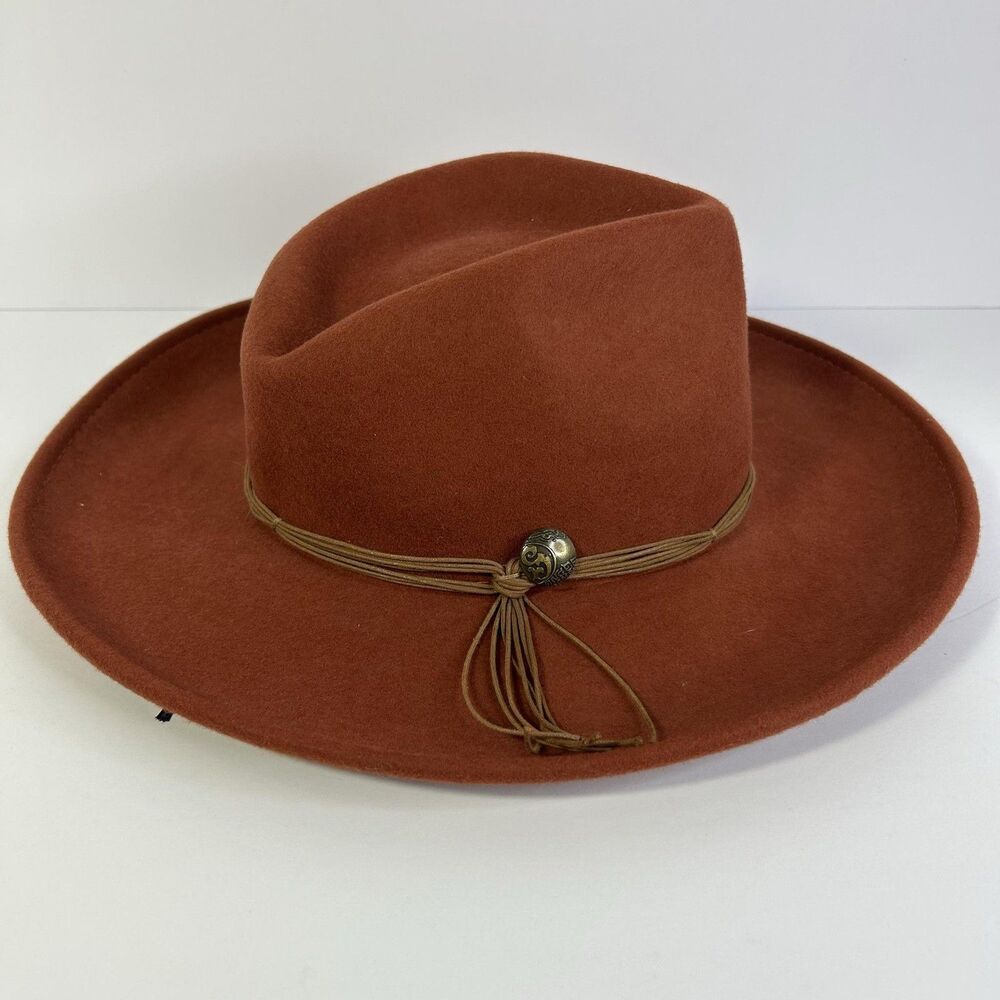 Overland Cowboy Hat Mens One Size Brown Wool Felt Wide Brim Western Fall Casual